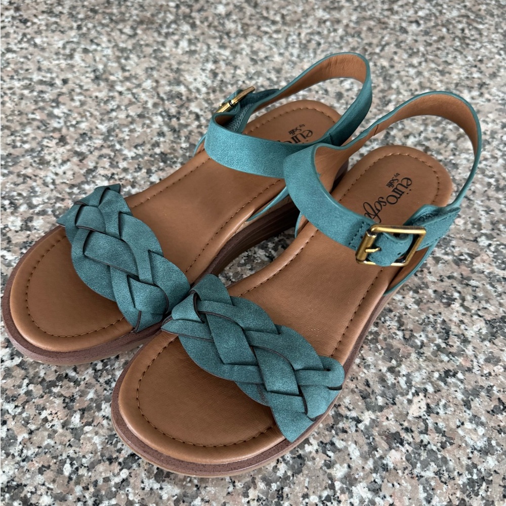 EuroSoft by Sofft Mckaila Braided Sandals - Teal | Size 6.5M